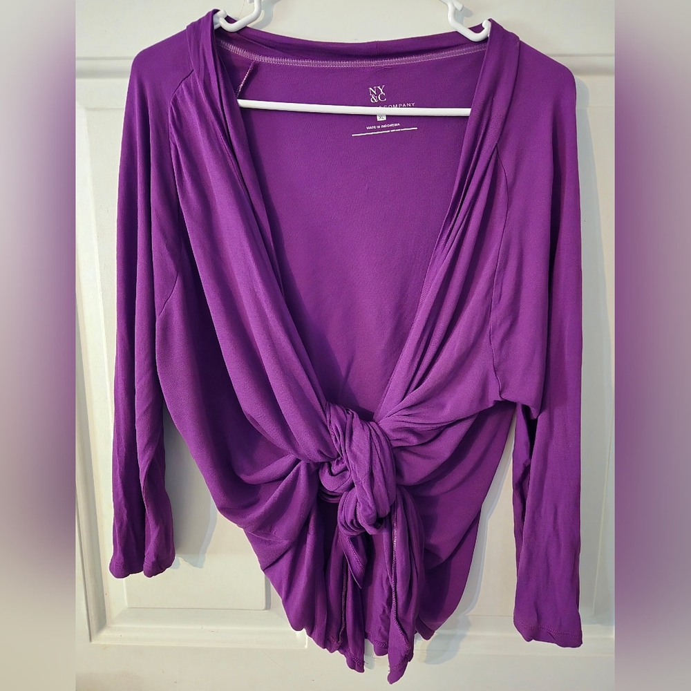 New York & Company (NY&C) purple tie-front cardigan/XL